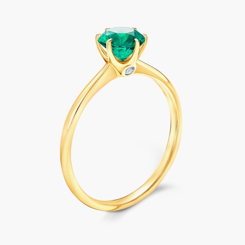 Pierścionek zaręczynowy The Journey: złoty, szmaragd